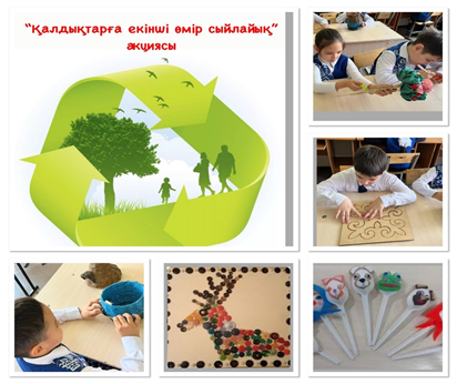 "Қалдықтарға екінші өмір сыйла" жобасы аясында бастауыш сынып оқушыларына "қоқысты қайта өңдеу" сабағы өткізілді
